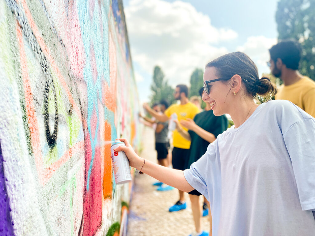 Successful team building event in Berlin final masterpiece at the historic Berlin Wall.